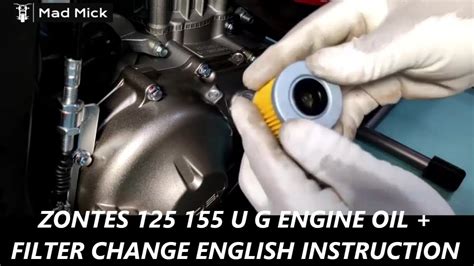 ZONTES 125 155 U G ENGINE OIL FILTER CHANGE ENGLISH INSTRUCTION YouTube