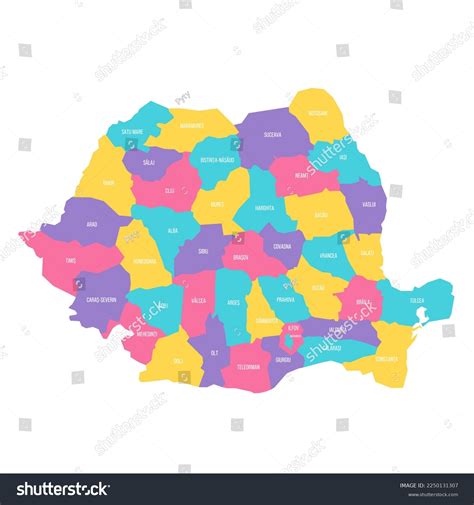 Romania Political Map Administrative Divisions Counties Stock Vector ...