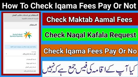 How To Check Iqama Fees Pay Or Not How To Check Maktab Amal Fees