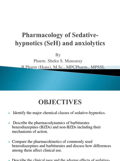 Sedative Hypnotics Seh And Anxiolytics Pdf Benzodiazepine Gamma Aminobutyric Acid