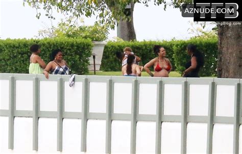 Rihanna Sexy Seen Showing Off Her Boobs In A Red Bikini Top In Barbados Aznude