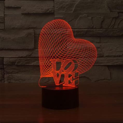 Heart Love Sculpture 3d Optical Illusion Lamp 3d Night Light Night Light Lamp