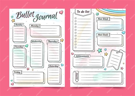 Bullet Journal Planner Sjabloon Premium Vector