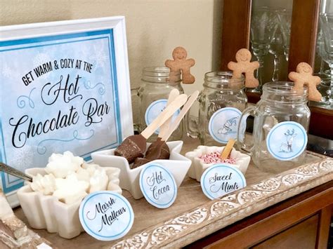 Winter Hot Cocoa Bar Kit Printable Hot Chocolate Bar Set Blue And