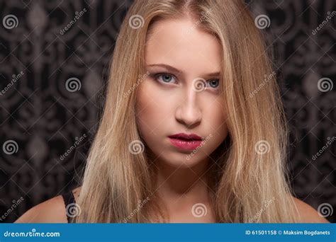 Studio Portrait Of Smiling Beauty In Lingerie Stock Photo Image Of Adult Model