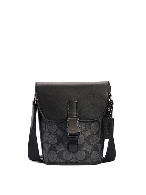 Coach Track Small Flap Crossbody Signature Charcoal Averand