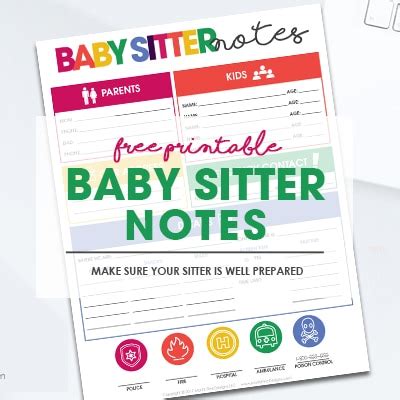 Free Printable Baby Sitter Notes Organization Sheet Baby Sitter Info