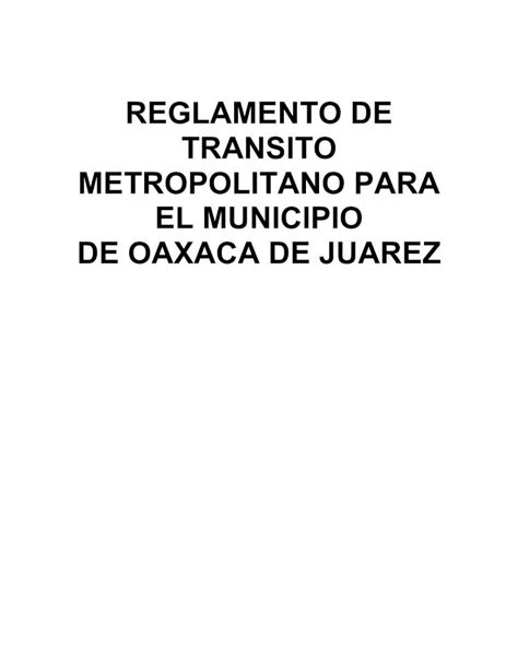 Pdf Reglamento De Tr Nsito Metropolitano Para El Municipio De Oaxaca