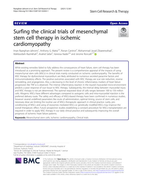 Pdf Surfing The Clinical Trials Of Mesenchymal Stem Cell Therapy In