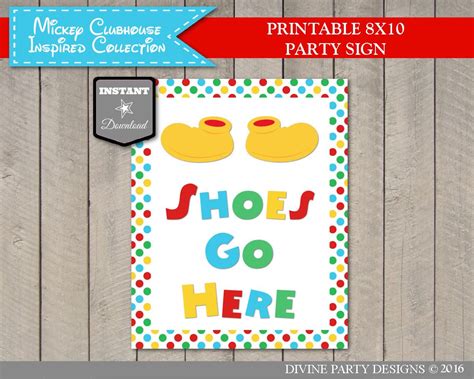 Instant Download Mouse Clubhouse Printable 8x10 Shoes Go Here Sign