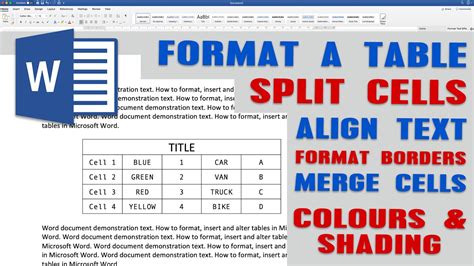 Ms Word Table Formatting Problems | Elcho Table