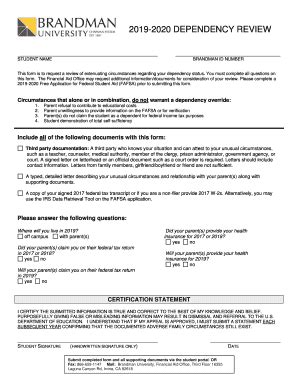 Fillable Online Dependency Override Request Form The Fax