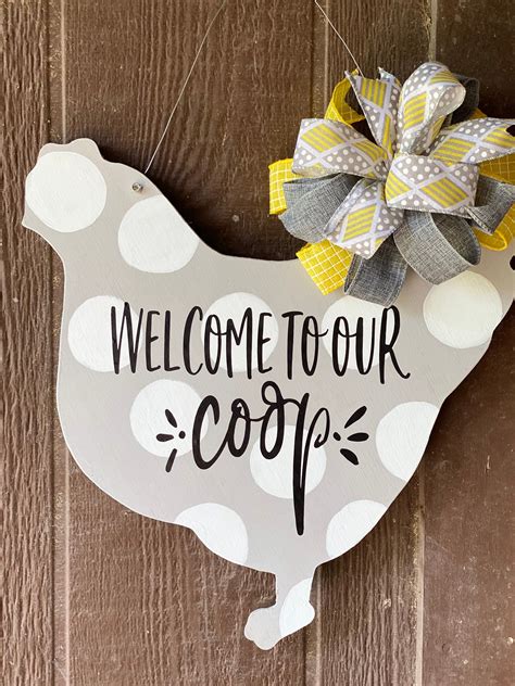 Chicken Decor Chicken Sign Welcome To Our Coop Sign Door Hanger