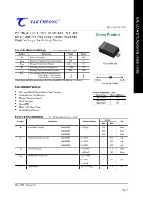 BAV19WS Datasheet PDF Tak Cheong Electronics Holdings Co Ltd