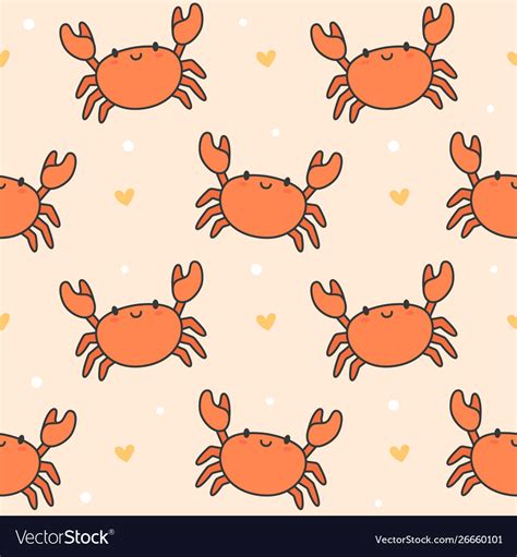 Cute Crab Seamless Pattern Background Royalty Free Vector