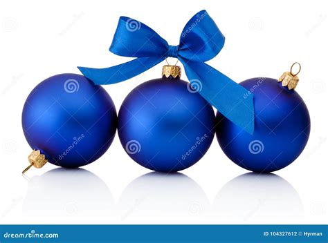 Three Blue Christmas Baubles Isolated on White Background Stock Photo ...