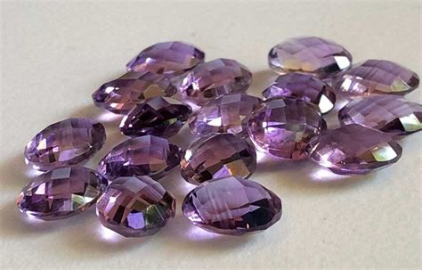 8x10mm Amethyst Cabochon Both Side Checker Cut Natural Oval Rose Cut