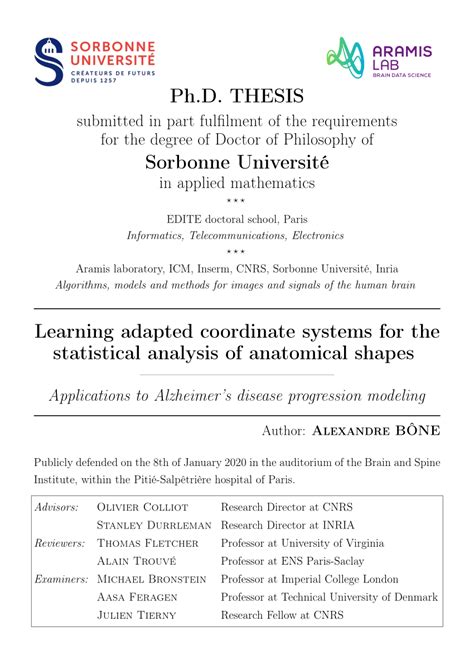 Pdf Learning Adapted Coordinate Systems For The Statistical Analysis