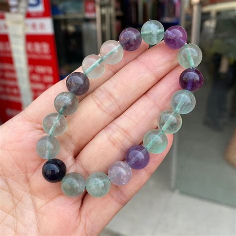 Pulsera De Fluorita De Cuarzo P Rpura Para Mujer Equilibrio Curativo