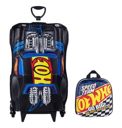 Kit Mochila 3D de Rodas e Lancheira Hot Wheels Impermeável Diplomata Mochilas Magazine Luiza