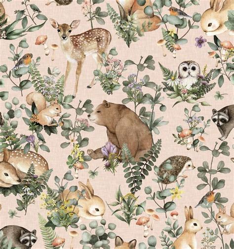 Woodland Storybook Mural Blush Wallpaper Vinyl Free Non Toxic Etsy