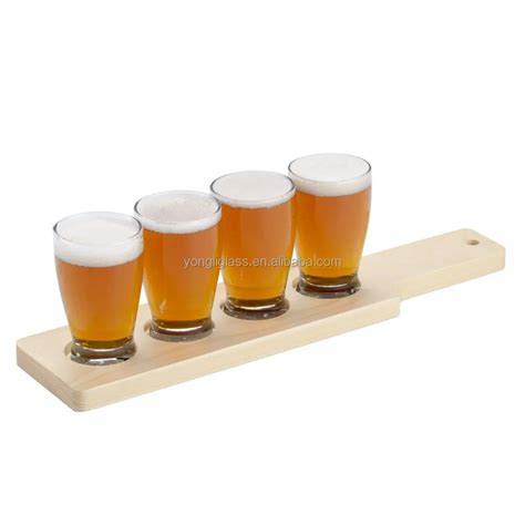 Beer Sampler Glasses And Paddle Craft Brews Beer Flight Wine Glass Sets With Natural Paddle