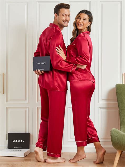 Silksilky Pure Silk Matching Pajamas Long Matching Pjs for Couples ...