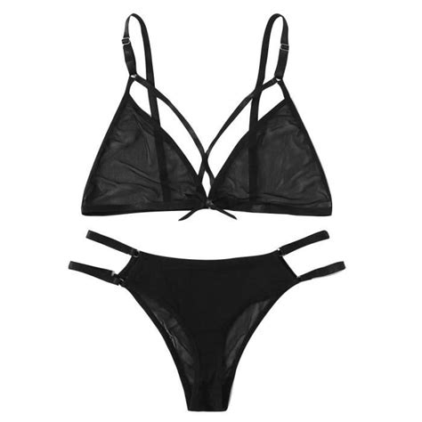 Lingerie sexy dentelle string string sous vêtements vêtements de nuit nouvelle mode l Noir