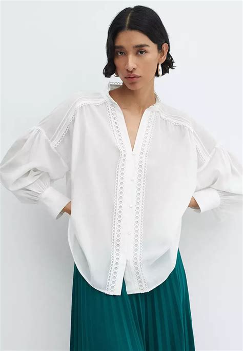 Buy Mango Cotton Blouse With Openwork Detail 2024 Online Zalora