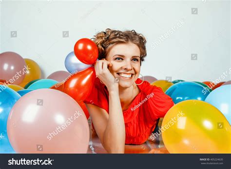 Portrait Girl Balloons Smiling Stock Photo 405224635 | Shutterstock