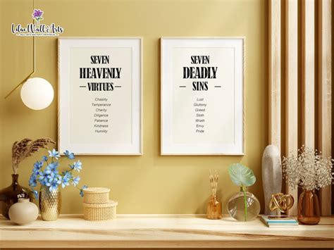 Seven Heavenly Virtues Seven Deadly Sins Bible Verse Wall Etsy