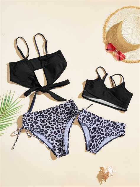 Shein Swim Vcay Leopard Wrap Tie Side Bikini Swimsuit Shein Usa