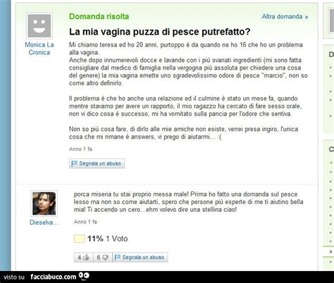 La Mia Vagina Puzza Di Pesce Putrefatto Facciabuco