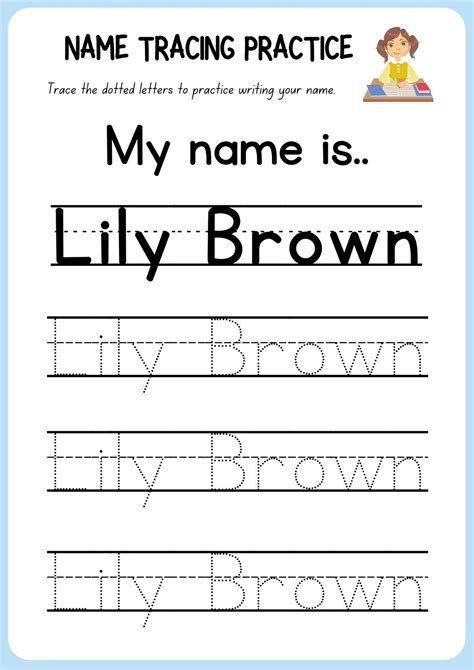 Customized Name Tracing Worksheet Tutorial with Blue-Red-Blue Lines ...