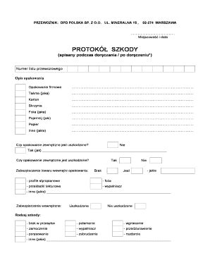 Protok Szkody Wz R Pdf Fill Online Printable Fillable Blank