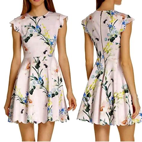 Ted Baker Dresses Ted Baker Karsali Floral Scalloped Hem Dress