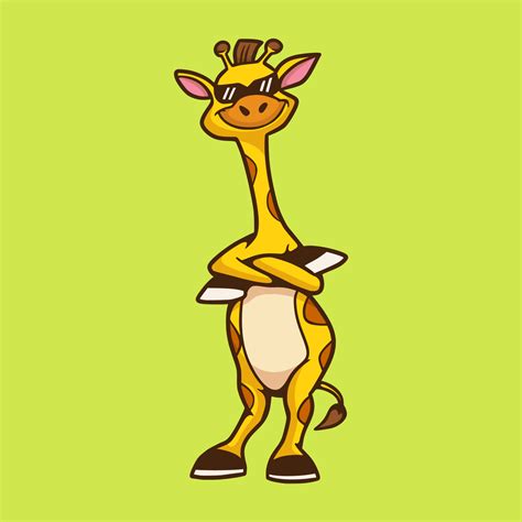 tecknad djurdesign cool giraff söt maskot logotyp 4600637 Vektorkonst