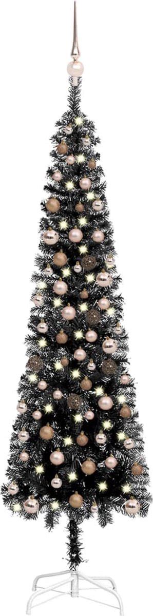 VidaXL Kerstboom Met LED S En Kerstballen Smal 210 Cm Zwart Bol