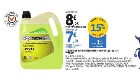 Promo Liquide De Refroidissement Universel 25C TECH9 Chez E Leclerc