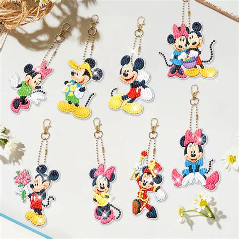 8pcs Mickey Mouse Clubhouse Diamond Painting Diy Keychains