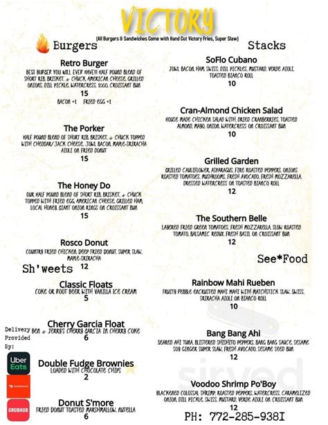 Victory Pit Stop Food Truck Menu In Stuart Florida Usa