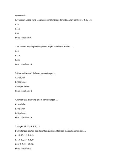 Kumpulan Soal Kelas 1 Pdf