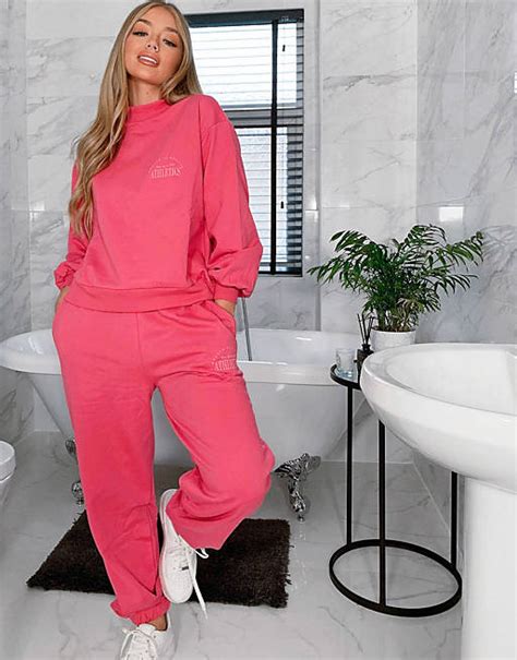 Asos Design Lounge Oversize Sweater Und Jogginghose In Rosa Set Asos