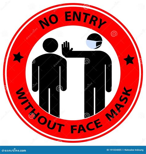 Warning Sign No Entry Without Face Mask Stamp Mask Required Sign Stock