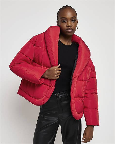 River Island Red Puffer Jacket Lyst