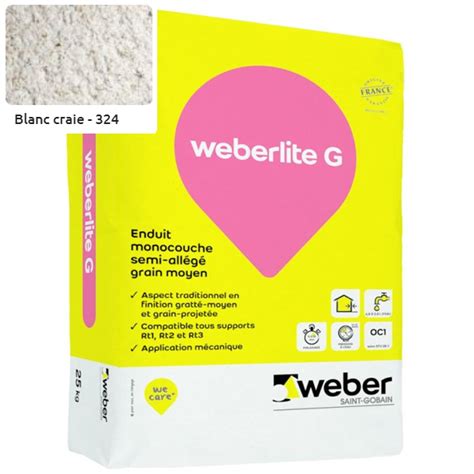 Enduit Monocouche Moyen Weberlite G Blanc Craie Sac De Kg