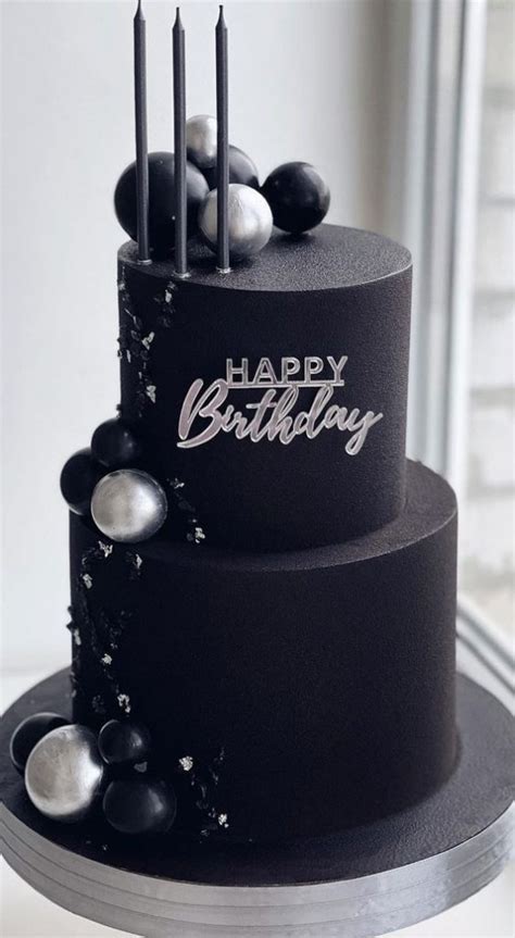 Best Birthday Cake Ideas In Black Two Tiered Birthday Cake