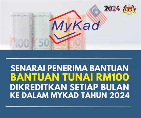 Bantuan Tunai RM100 Setiap Bulan Dikreditkan Ke Dalam IC Mykad Bagi