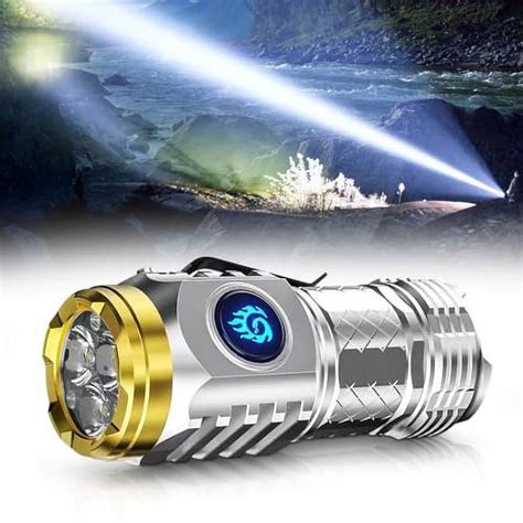 Three-Eyed Monster Mini Flash Super Power Flashlight, Rechargeable Flashlights High Lumens Flash ...