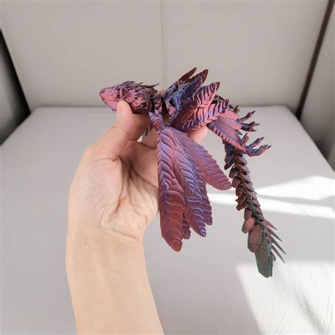 5 Colors Magic Articulated Winged Crystal Dragon 3d Printed Fidget